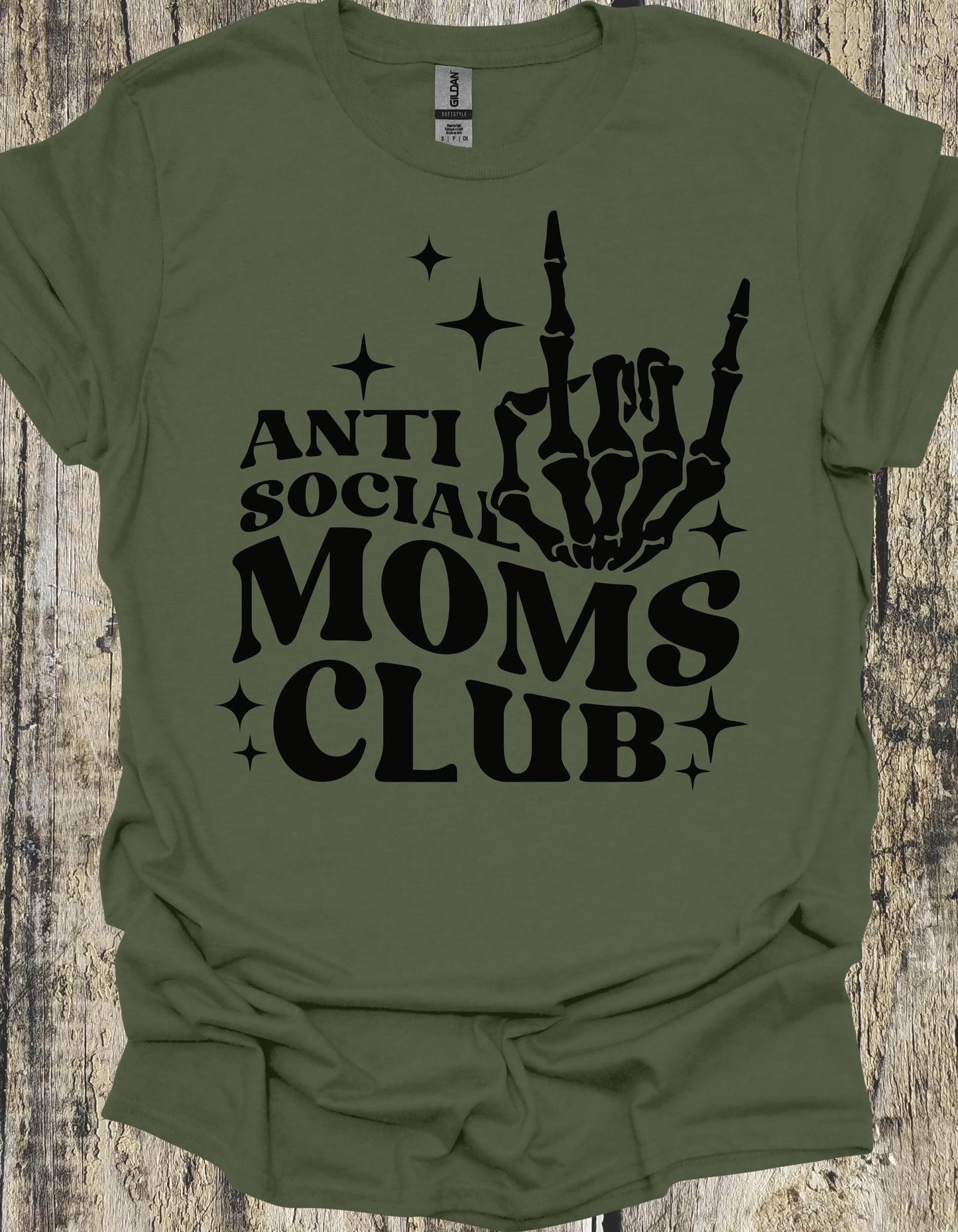 Dark Olive Green Anti Social Moms Club T-Shirt